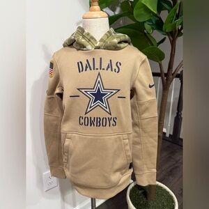 Youth Dallas Cowboys Nike Khaki 2019 Salute to Service Therma Pullover Hoodie S